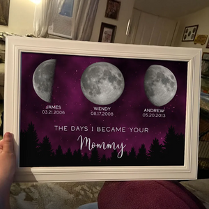Galaxy Night The Days You Became Our Mom Birthday Moon Phase Personalized Poster, A Heartfelt Gift for Mom’s Birthday