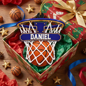 Personalized Basketball Hoop Christmas Ornament β Custom Name & Ball-In-Net Acrylic Keepsake | Gift for Players & Coaches