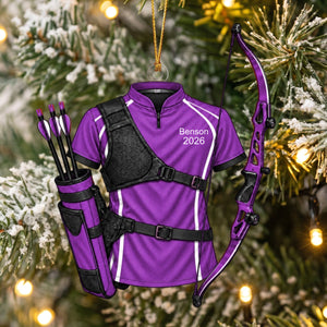 Personalized Archery Christmas Ornament 2026 โ Custom Name Recurve Bow & Jersey Acrylic Keepsake | Gift For Him