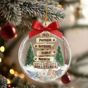 Christmas Ornament Travel Sign Post - Personalized Acrylic Ornament