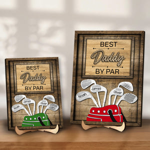 Dad Or Grandpa Golf Best Dad By Par Family - Personalized 2-Layered Wooden Plaque