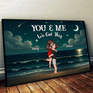 Night Beach Landscape Couple Hugging Kissing Personalized Poster