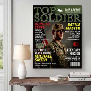 Army Gift Soldier Custom Magazine Cover, Personalized Solider Magazine Cover, Army Retirement Gift for Navy Marine Air Force, Army Gift for Him