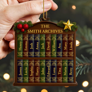 Capture Your Family Story With A Customizable Bookshelf Ornament, Personalized Wood Ornament