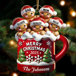 Cookie Family In Hot Cocoa Christmas Personalized Acrylic Ornament