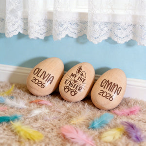 Personalized Wooden Egg Shaker | Engraved Baby Egg| Easter Basket Filler | My 1st Easter