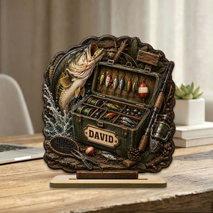 Personalized Name Fishing Tackle Box Wooden Plaque