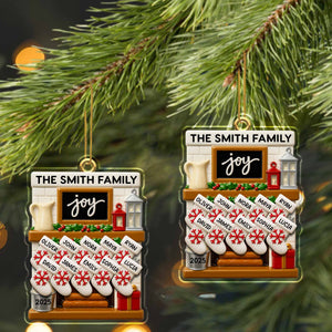 Joy to the World, Stockings By the Fireplace, Personalized Custom Acrylic Ornament