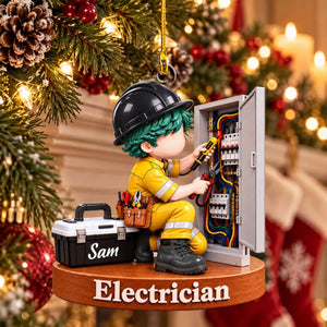 Personalized Electrician Christmas Ornament – Custom Name Acrylic Keepsake | Gift For Electricians & Apprentices