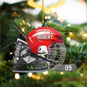 Personalized Hockey Helmet Shaped Ornament – Gift For Hockey Lovers