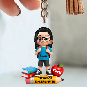 Personalized 1st Day Of Kindergarten Acrylic Keychain โ Back To School & Christmas Keepsake For Kids