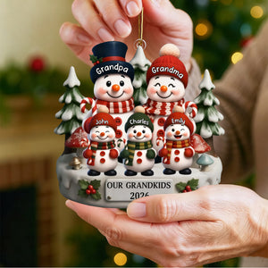 Custom Snowman Acrylic Ornament - Personalized Christmas Birthday Gifts For Grandpa, Grandma
