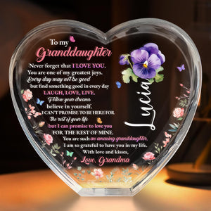 To My Granddaughter, Never Forget That I Love You, Personalized Crystal Heart