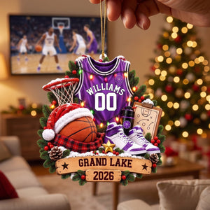Personalized Basketball Christmas Ornament – Custom Name & Jersey Number Keepsake | Gift For Basketball Players, Coaches & Fans