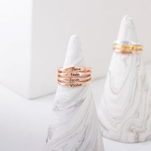 Personalized Dainty Name Stacking Ring Gift for Mom Grandma