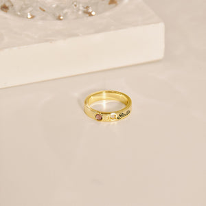 Personalized Pet Name With Birthstone Pet Paw Ring Memorial Gift For Dog Mom