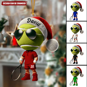 Cool Tennis Player Christmas Ornament, Personalized Acrylic Ornament