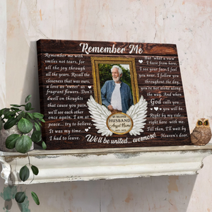 Personalized Canvas Prints, Custom Photo, Loss Of Husband, Angel Wings Remember Me Canvas