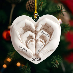 Heart Of Love Baby First Christmas Personalized Acrylic Ornament