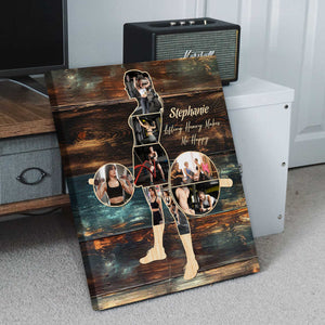 Personalized Weightlifting Women Canvas, Custom Weightlifting Lover Photo Collage Canvas