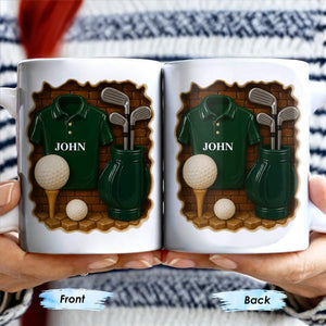 Golf Shirt, Golf Balls, Golf Clubs, Golf Bag - Personalized Mug, Gift For Golf Lovers