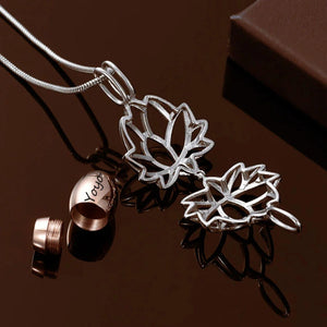 Personalized Lotus Flower with Mini Keepsake Urn Ashes Cremation Necklace Memorial Sympathy Gift for Loss of Loved One