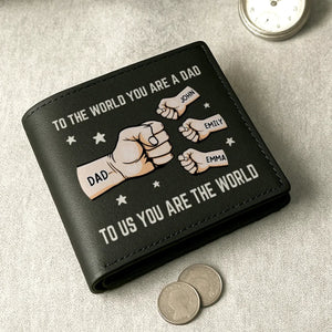 Youâre My World, My Heart - Family Personalized Double-Sided Printed Leather Wallet - Father's Day, Gift For Dad, Grandpa