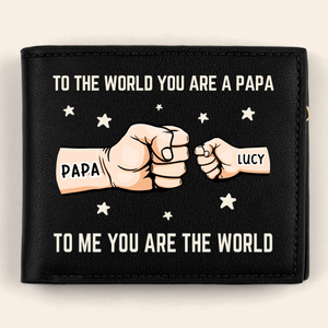Youâre My World, My Heart - Family Personalized Double-Sided Printed Leather Wallet - Father's Day, Gift For Dad, Grandpa