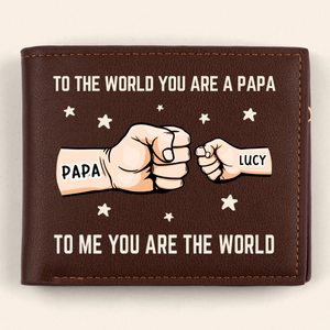 Youâre My World, My Heart - Family Personalized Double-Sided Printed Leather Wallet - Father's Day, Gift For Dad, Grandpa