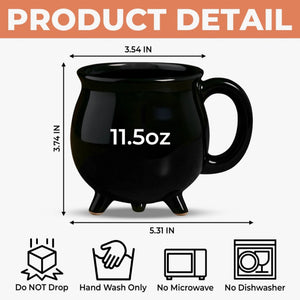 Him And Her - Two Souls One Magic - Personalized Anniversary Halloween Witch Cauldron Coffee Mug