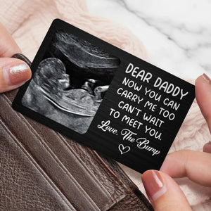 Custom Photo Metal Wallet Card - Personalized Father's Day, Baby Shower, Gender Reveal Gifts For New Dads, Grandpas - From Bump To Bundle Of Joy