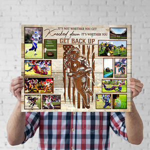 Personalized American Football Player Photo Collage Canvas Poster,Coach Gift