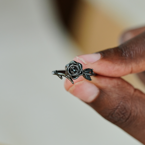 Burned and Survived Black Rose Self-Love Ring