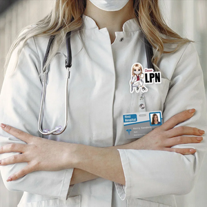 Personalized Cartoon Medical Character Acrylic Badge Reel Title Appreciation Nurse Week Gift for Doctor Nurse Medical Staff