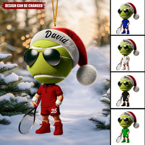 Cool Tennis Player Christmas Ornament, Personalized Acrylic Ornament