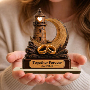 "Together Through Life" โ Personalized Wood Plaque With Flat Base | Gift For Couples