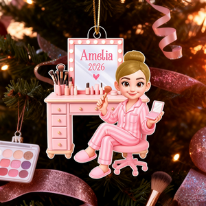 Personalized "Pink Girl Makeup" Acrylic Ornament โ Christmas Gift For Daughters & Granddaughters