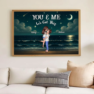 Night Beach Landscape Couple Hugging Kissing Personalized Poster