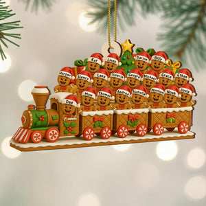 Christmas Express With Cheerful Cookie Passengers, Personalized Custom Wood Ornament