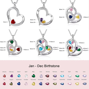 Personalized Birthstone Heart-shaped Necklace - Mother Necklace