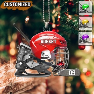 Personalized Hockey Helmet Shaped Ornament – Gift For Hockey Lovers