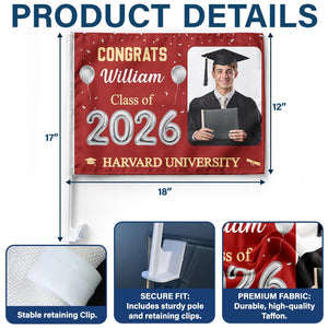 Custom Photo Congrats Proud Graduation Of The Class - Personalized Car Flag