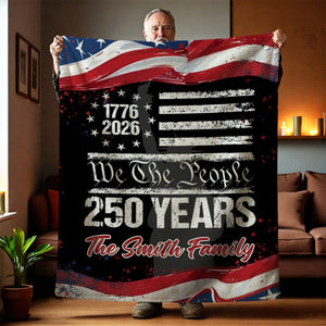 250 Years America 250th Birthday 1776-2026 Personalized Blanket Gift for Family