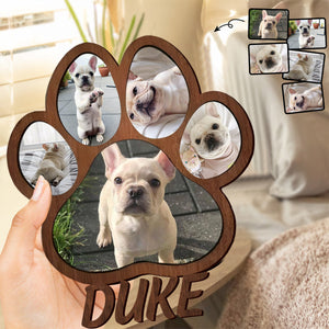 Custom Name Photo Personalized Paw Shape Picture Frame Gift For Dog Lover