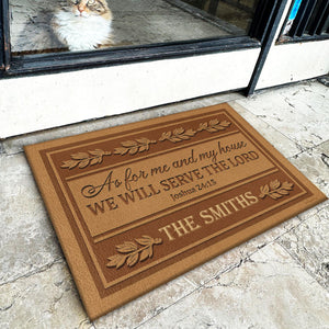 Personalized As For Me And For My House We Will Serve The Lord Doormat