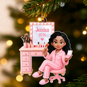 Personalized "Pink Girl Makeup" Acrylic Ornament โ Christmas Gift For Daughters & Granddaughters