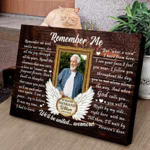 Personalized Canvas Prints, Custom Photo, Loss Of Husband, Angel Wings Remember Me Canvas