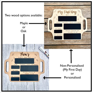 Personalized First Day of School Sign with handle - Reusable Memory Photo Board | Back To School | Starting School Nursery Preschool