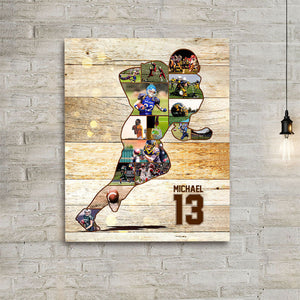 Personalized American Football Photo Collage Canvas Poster,Gift For Football Coach
