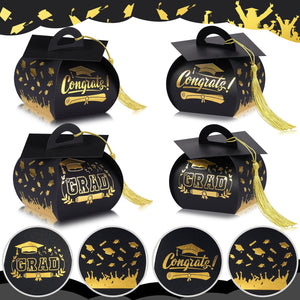 Graduation Cap Gift Box Graduation Party Favors Candy Boxes Treat Box with Tassel Table